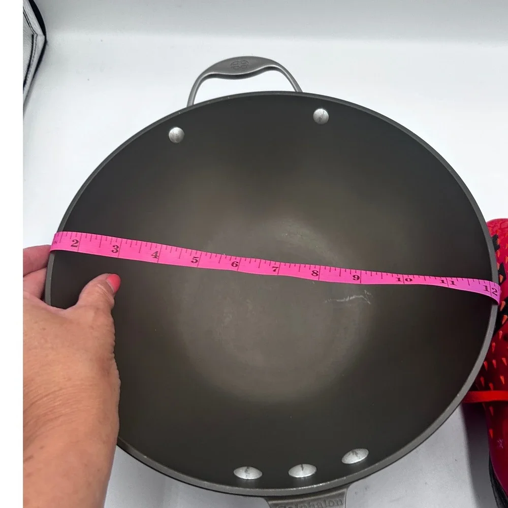 Calphalon 12 Inch Flat Bottom Wok Hard Anodized Nonstick Stir Fry Pan Black